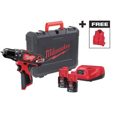 Акумуляторний дриль-шуруповерт Milwaukee M12 BPD-202C 12В, 2x2А·год, 30Нм, швидкозажимний патрон, кейс Зображення