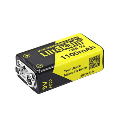 Аккумулятор Li-Ion LiitoKala USB-9V 1100 мАч Type-C 6F22 с индикатором Изображение