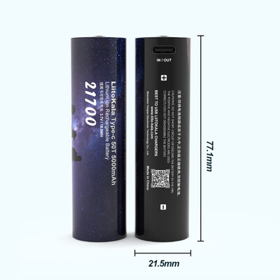 Акумулятор літієвий LiitoKala Type c-50T 5000 мАг USB Type-C 21700 Зображення