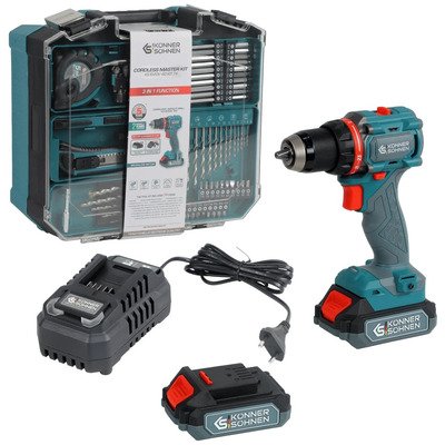 Аккумуляторная ударная дрель Könner & Söhnen KS ID20V-60 KIT 74, 60 Нм, 2А·ч, кейс, 74 аксессуара Изображение