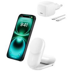 Бездротовий зарядний пристрій Belkin UltraCharge 2-in-1 Foldable Magnetic Charging 25 Вт білий Зображення