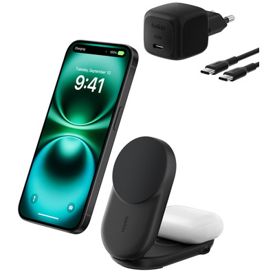 Беспроводное зарядное устройство Belkin UltraCharge 2-в-1 складное магнитное 25 Вт черный Изображение