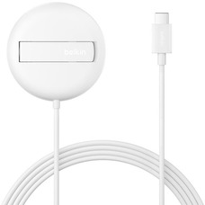 Бездротовий зарядний пристрій Belkin UltraCharge Magnetic Kickstand 15 Вт білий, MagSafe, Qi2, USB-C, підставка Зображення