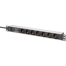 Блок розподілу живлення Digitus DN-95441 1U, 7xSchuko, 16A, фільтр, захист, алюмінієвий корпус Зображення