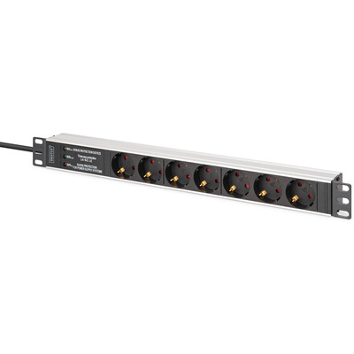 Блок розподілу живлення Digitus DN-95441 1U, 7xSchuko, 16A, фільтр, захист, алюмінієвий корпус Зображення