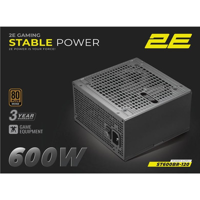 Блок питания для ПК 2E Gaming Stable Power ATX3.1 600 Вт, 80+ Bronze, 120 мм вентилятор, черный Изображение