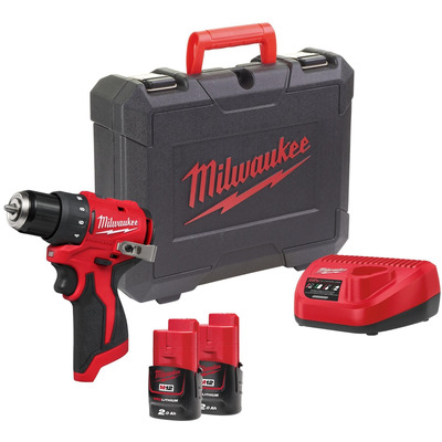Дрель-шуруповерт аккумуляторная Milwaukee M12 BLDDRC-202C 12В 2x2.0А·ч, 40Нм, бесщеточный, кейс Изображение
