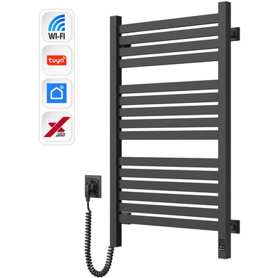 Электрический полотенцесушитель Navin Авангард X, 15 секций, Wi-Fi, чёрный муар Изображение