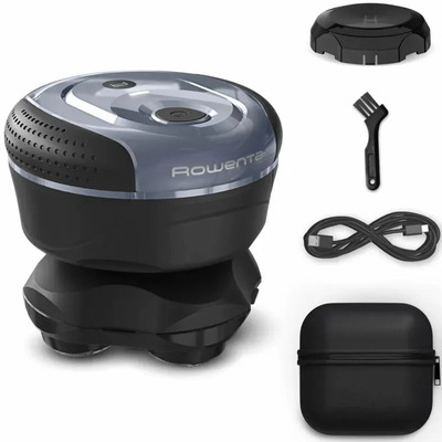 Электробритва Rowenta Gentle Bald TN3110E0 роторная, 5 головок, титановые лезвия, аккумулятор, чёрно-синяя Изображение