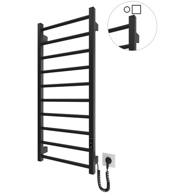 Электрический полотенцесушитель Hygge Family Leeds 970×430, таймер, сталь, черный матовый Изображение