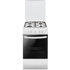 Плита газовая Hansa FCGW510554, 50x60 см, 4 конфорки, духовка 70 л, чугунные решётки, белая Изображение