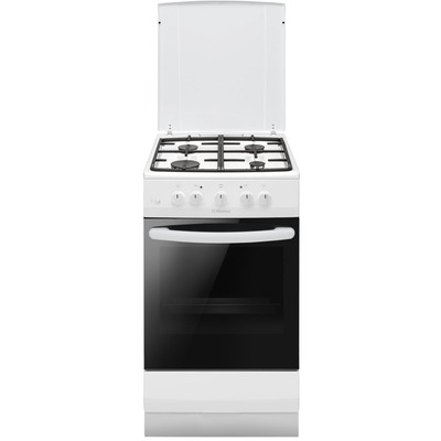 Газова плита Hansa FCGW510554, 50x60 см, 4 конфорки, духовка 70 л, чавунні решітки, біла Зображення