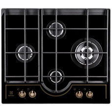 Газовая варочная панель Electrolux GPE363RBK стекло, 4 конфорки, чугунные держатели, черная Изображение