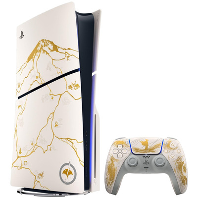 Игровая консоль PlayStation 5 Slim Blu-ray Ghost of Yotei Limited Edition, 1 ТБ, белый с золотистым, DualSense Изображение