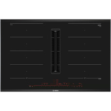 Індукційна варильна поверхня Bosch PXX875D67E з вбудованою витяжкою, 80 см, 4 зони, сенсорне керування, чорна Зображення