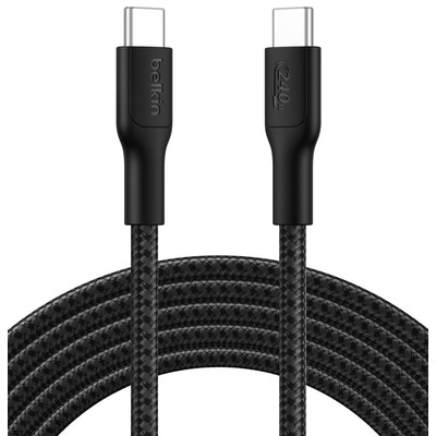Кабель для заряджання та синхронізації Belkin USB-C 3 м 240 Вт чорний плетений Зображення