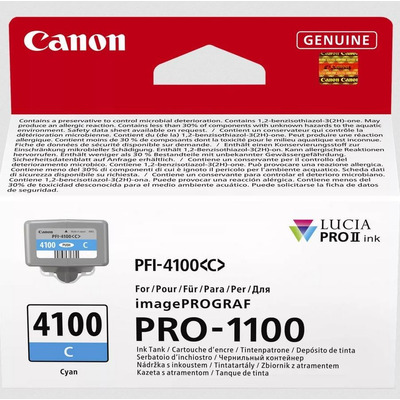 Картридж Canon PFI-4100 Cyan для imagePROGRAF PRO-1100, 80 мл, пігментні чорнила Зображення