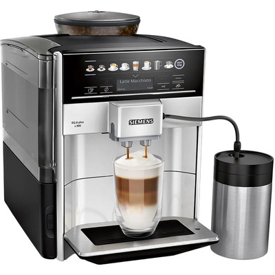 Кофемашина Siemens TE653M11RW автоматическая, 1.7 л, черно-серебристая, керамическая кофемолка Изображение