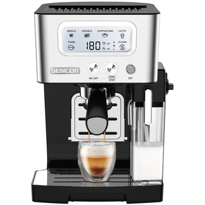 Кавоварка ріжкова Sencor SES4090SS 1.4 л LCD-дисплей, 15 бар Зображення
