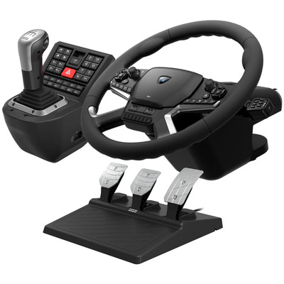Кермо і педалі Hori Force Feedback Truck Control System для ПК, двомоторний зворотний зв'язок, 40 см, 1800° Зображення