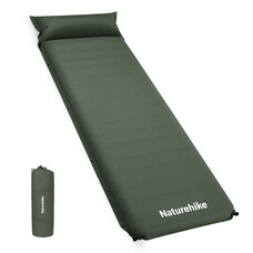 Килимок самонадувний Naturehike CNK2450WS020 з подушкою темно-зелений Зображення