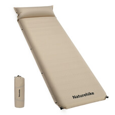 Килимок самонадувний Naturehike CNK2450WS020 з подушкою, 100 мм, бежевий Зображення