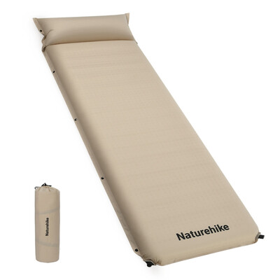 Самонадувной коврик Naturehike CNK2450WS020 с подушкой, 100 мм, бежевый Изображение