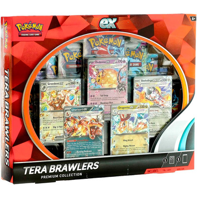 Коллекционная карточная игра Pokemon TCG Tera Brawlers Premium Collection, 5 фольгированных карт, 9 бустеров Изображение