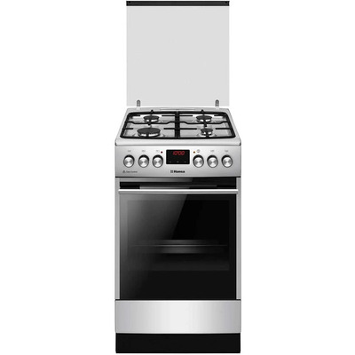 Плита газовая Hansa FCMS582258, электрическая духовка 62 л, чугунные решетки, конвекция, серебристая Изображение