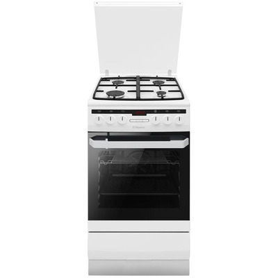 Комбінована плита Hansa FCMW58221 50x60 см, чавунні решітки, 62 л, дисплей, білий Зображення