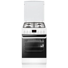 Комбинированная плита Hansa FCMW59209 белая, 50x60 см, 62 л, чугунные решетки, газ-контроль, LED дисплей Изображение