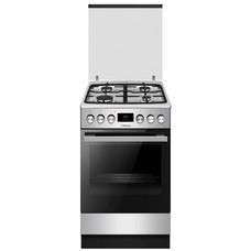 Комбинированная плита Hansa FCMX583291, 65 л, стеклянная крышка, чугунные решётки Изображение