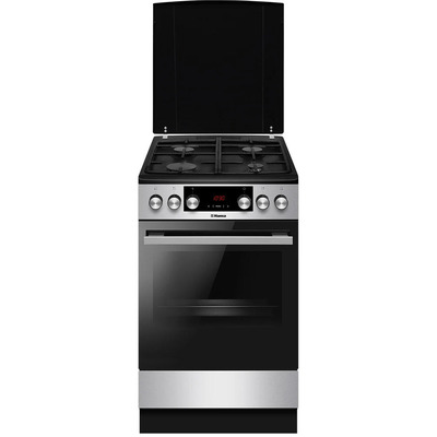 Комбинированная плита Hansa FCMX59323 электродуховка, 4 газовые конфорки, нержавеющая сталь Изображение