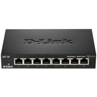 Комутатор D-Link DGS-108 8xGigabit некерований, 10/100/1000 Мбіт/с Комутатор D-Link DGS-108 8xGigabit некерований, 10/100/1000 Мбіт/с Зображення