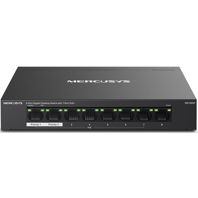 Комутатор Mercusys MS108GP 8 портів Gigabit, 7 PoE, 65Вт Некерований Зображення