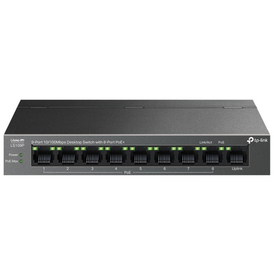 Комутатор TP-Link LS109P 9 портів PoE, WebSmart, металевий корпус Зображення