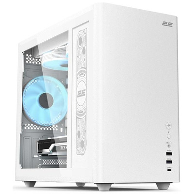 Корпус для комп'ютера 2E Credo Plus V350WG Mini Tower білий, скло, 3x120мм ARGB Зображення