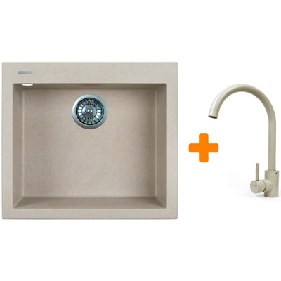 Кухонний набір Adamant Univer, штучний камінь, квадратна мийка, бежевий Зображення
