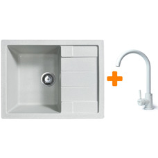 Кухонний набір Adamant Anila штучний камінь з крилом та змішувачем, прямокутна 645х495 мм, камінь Зображення