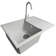 Кухонный набор Adamant Horizon Medium искусственный камень, мойка с крылом, смеситель Изображение