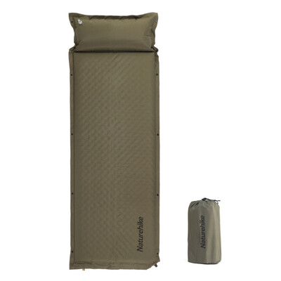 Килимок самонадувний Naturehike CNK2300DZ014 60 мм зелений з подушкою Зображення
