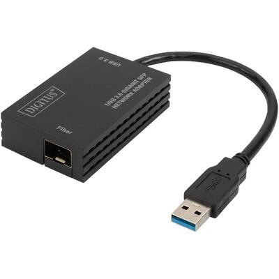 Мережевий адаптер Digitus DN-3026 USB-A 3.0 до SFP гігабітний чорний Зображення
