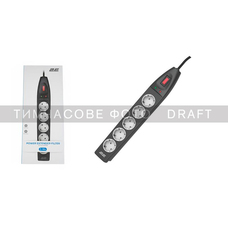 Сетевой фильтр 2E SP515 5 розеток Type-F, 10 м, 16А, черный Изображение