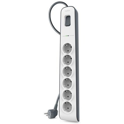 Мережевий фільтр Belkin BSV603VF2M-V2, 6 розеток, 2 м, білий, захист від перенапруги Зображення