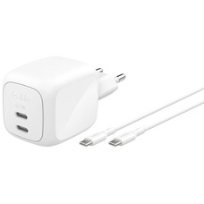 Сетевое зарядное устройство Belkin WCH020KQ2MWH-B6 67 Вт, 2xUSB-C, GaN, кабель 2 м, белый Изображение
