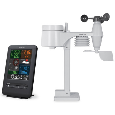 Метеостанция Sencor SWS9300 с беспроводным датчиком 5-в-1, цветным дисплеем и прогнозом погоды Изображение