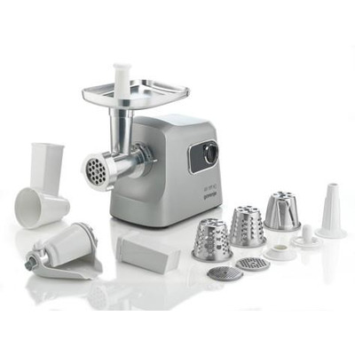 Мясорубка Gorenje MG2500DS 2500 Вт, 2.8 кг/мин, 3 решетки, насадки для колбас и кеббе, шнековый соковыжималка, пластик/металл Изображение