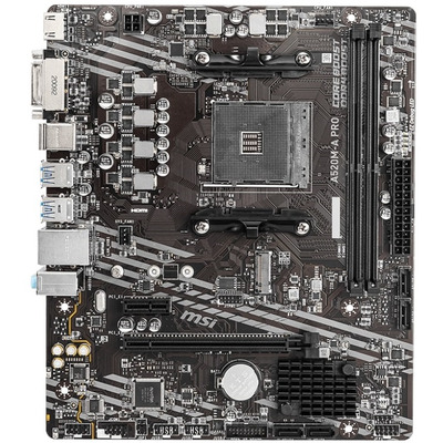 Материнська плата MSI A520M-A PRO mATX AM4 DDR4 64ГБ 4600 МГц HDMI DVI Зображення