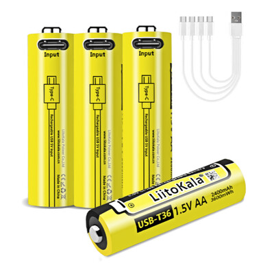 Набор аккумуляторов LiitoKala USB-T36 AA 4 шт с кабелем USB-C, 2400 мА·ч Изображение