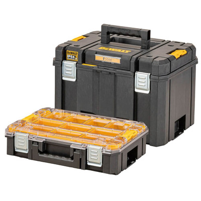 Набор кейсов и органайзер DeWALT DWST83520-1 модульная система TSTAK, пластик, черный Изображение